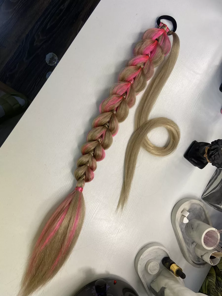 Хвост-коса на резинке французская