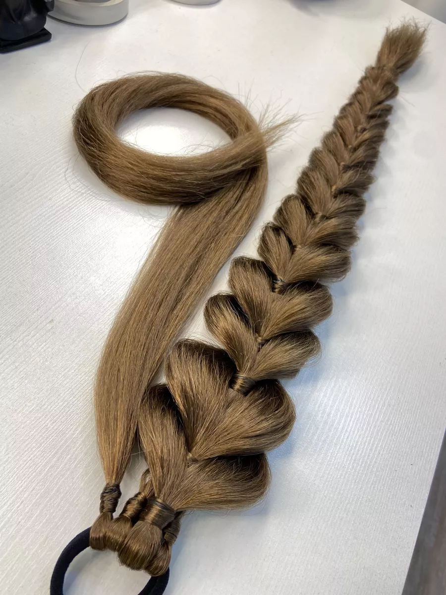 Хвост-коса на резинке французская