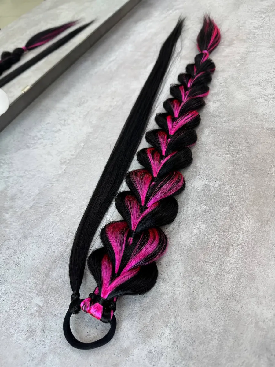 Хвост-коса на резинке французская