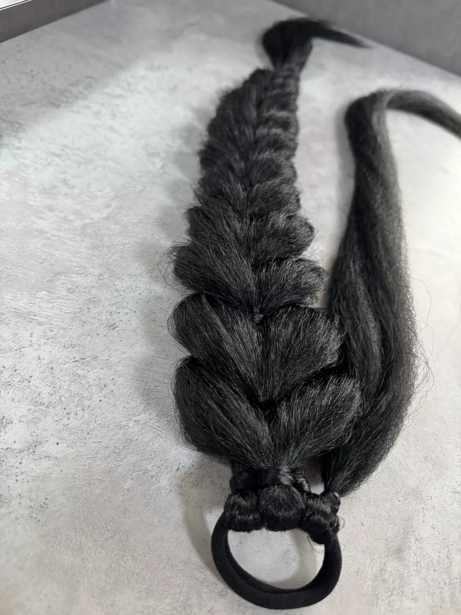 Хвост-коса на резинке французская