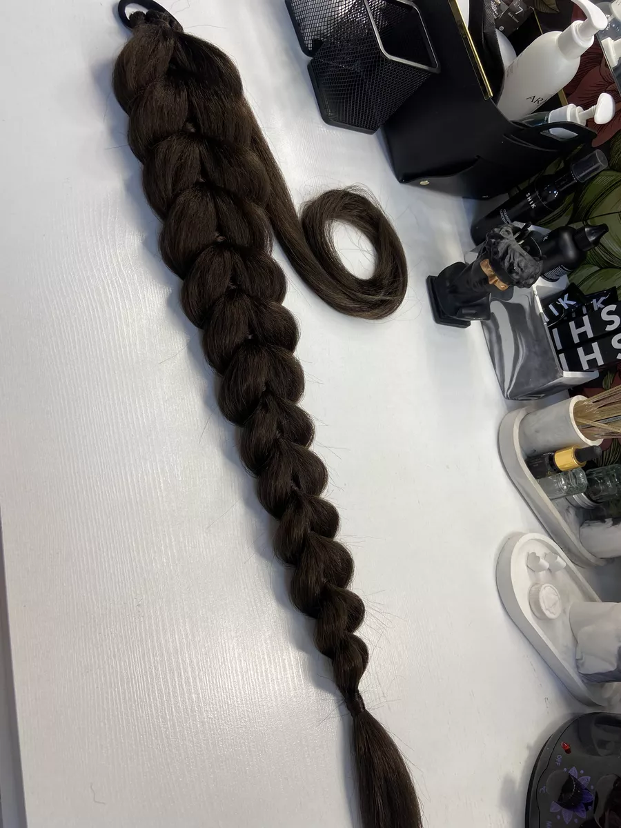 Хвост-коса на резинке французская