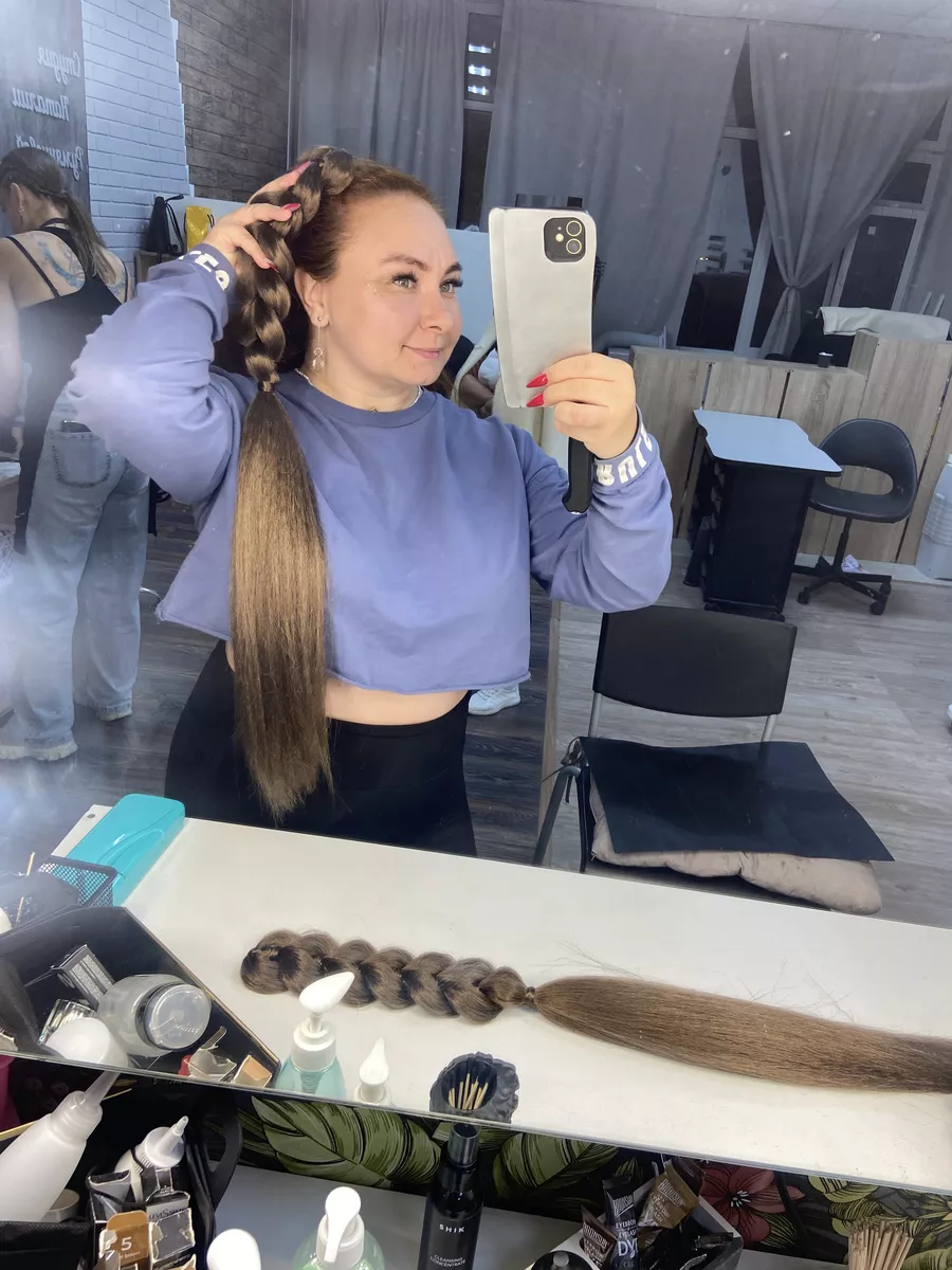 Французские косы с хвостами на заколках