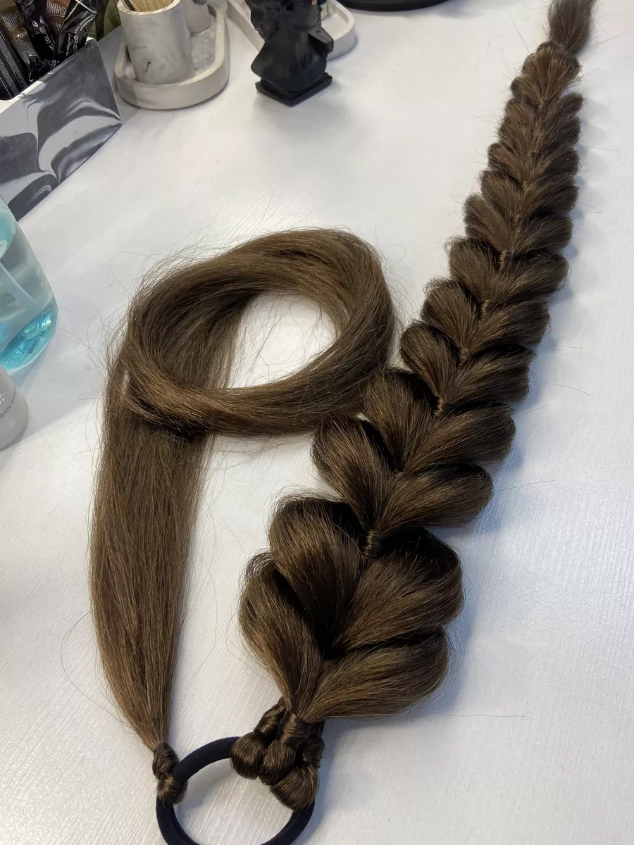 Хвост-коса на резинке французская