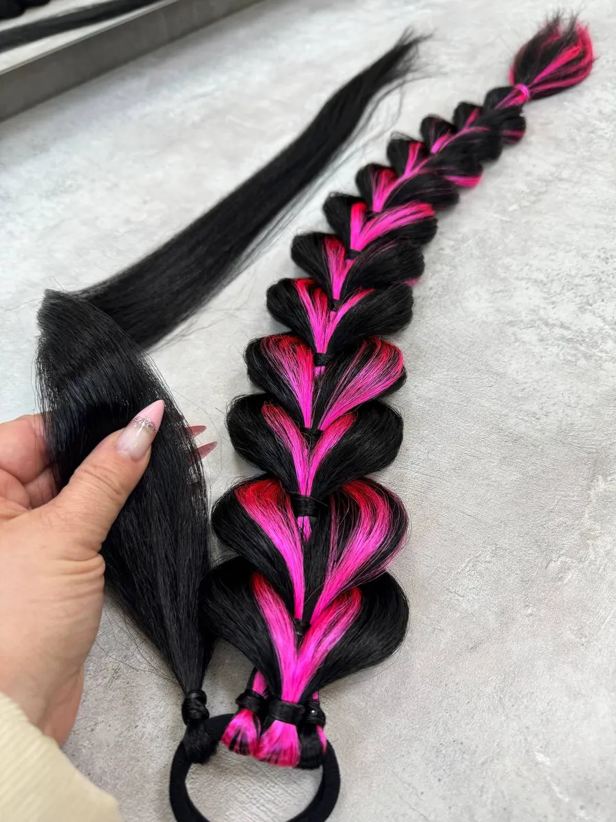 Хвост-коса на резинке французская