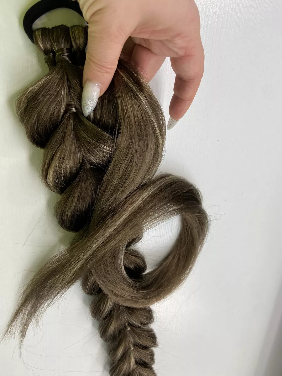 Хвост-коса на резинке французская