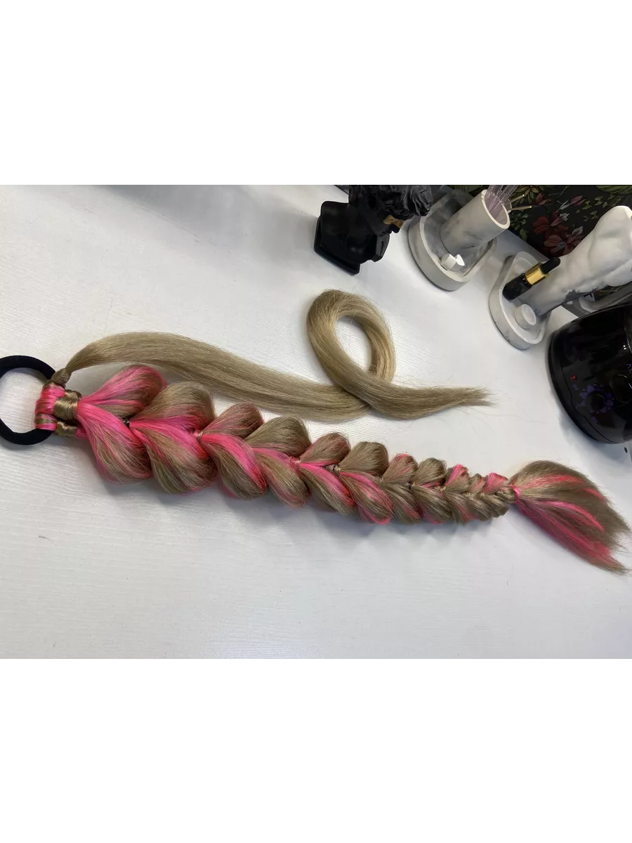 Хвост-коса на резинке французская