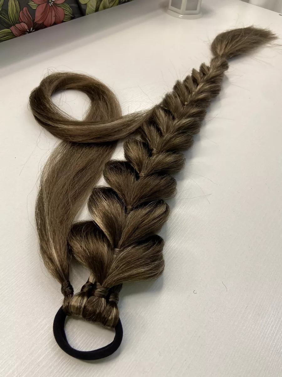 Хвост-коса на резинке французская