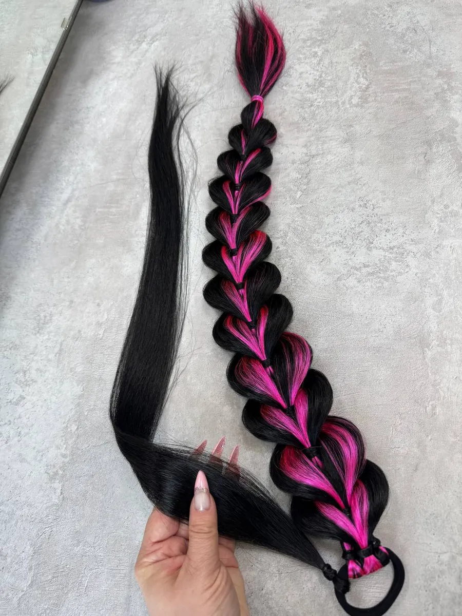 Хвост-коса на резинке французская