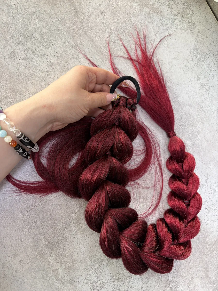 Хвост-коса на резинке французская